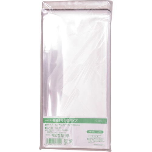 トラスコ中山 IRL OPP袋フタ付シール付き 長形3号封筒サイズ（ご注文単位1袋）【直送品】