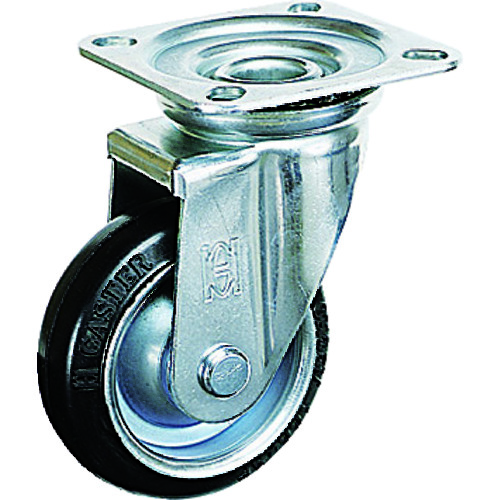 トラスコ中山 OH プレスキャスターJタイプ中荷重用 ゴム車 自在(ベアリング入り)車輪径75mm(ご注文単位1個)【直送品】