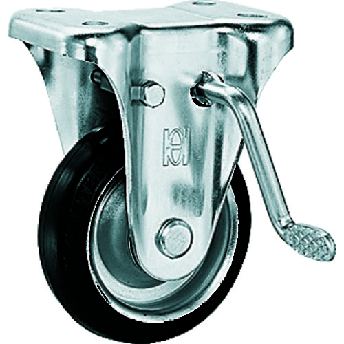 トラスコ中山 OH プレスキャスターKBタイプ中荷重用 固定(ベアリング入り)ブレーキ付 ゴム車 車輪径100mm(ご注文単位1個)【直送品】