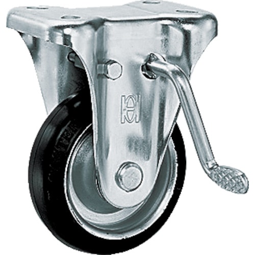 トラスコ中山 OH プレスキャスターKBタイプ中荷重用 固定(ベアリング入り)ブレーキ付 ゴム車 車輪径200mm(ご注文単位1個)【直送品】