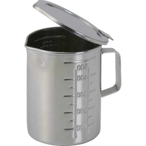 トラスコ中山 オオモリ フタ付口付ビーカー(丁番タイプ) 2L（ご注文単位1個）【直送品】