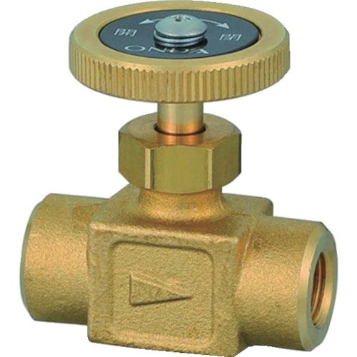 トラスコ中山 オンダ製作所 ストレートミニチュアバルブ Rc1/8×Rc1/8 黄銅ハンドル(ご注文単位1個)【直送品】