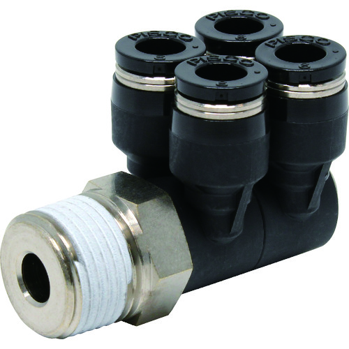 トラスコ中山 ピスコ チューブフィッティング ダブルブランチエイチューブ6ネジ03（ご注文単位1個）【直送品】