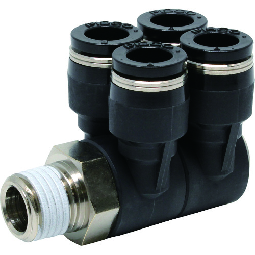 トラスコ中山 ピスコ チューブフィッティング ダブルブランチエイチューブ8ネジ02（ご注文単位1個）【直送品】