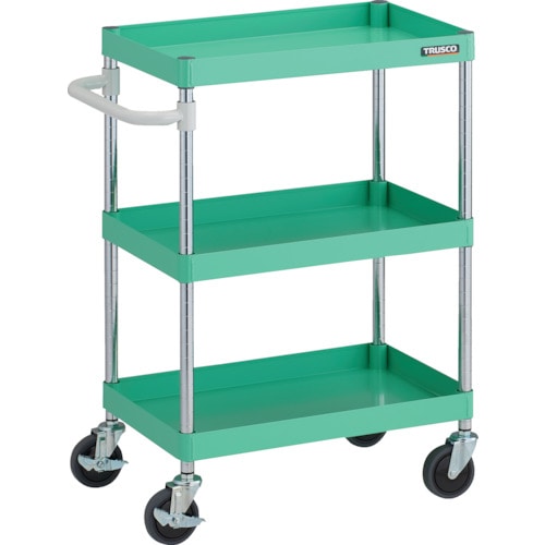 トラスコ中山 TRUSCO ツールワゴン フェニックスワゴン 抗ウィルスハンドル 省音 600X400XH880 3段 ヤンググリーン(ご注文単位1台)【直送品】