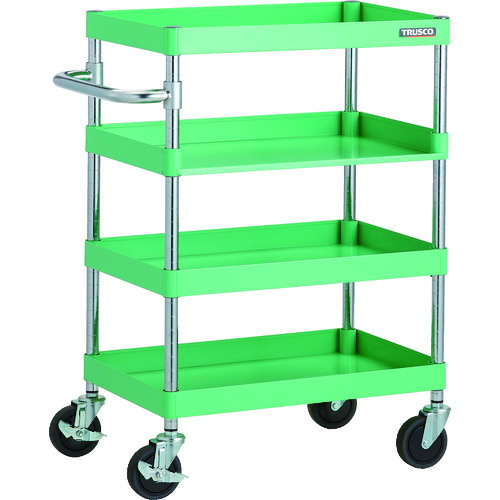 トラスコ中山 TRUSCO ツールワゴン フェニックスワゴン 省音 600X400XH880 3方棚板付 ヤンググリーン 160-7787(ご注文単位1台)【直送品】