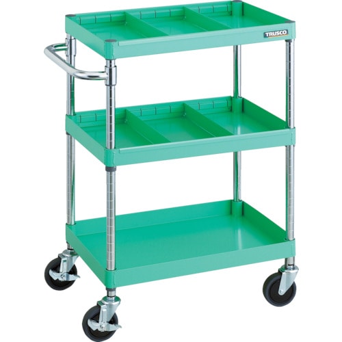 トラスコ中山 TRUSCO ツールワゴン フェニックスワゴン 省音 600X400 仕切2段付 ヤンググリーン(ご注文単位1台)【直送品】
