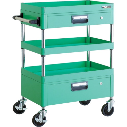 トラスコ中山 TRUSCO ツールワゴン フェニックスワゴン 省音 600X400XH880 引出付 ヤンググリーン 488-4353(ご注文単位1台)【直送品】