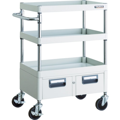 トラスコ中山 TRUSCO ツールワゴン フェニックスワゴン 省音 600X400XH880 2列引出付 ホワイト(ご注文単位1台)【直送品】