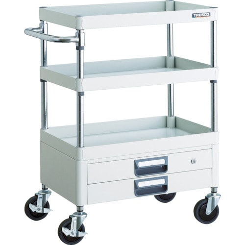 トラスコ中山 TRUSCO ツールワゴン フェニックスワゴン 省音 600X400XH880 2段引出付 ホワイト(ご注文単位1台)【直送品】