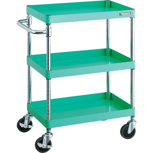トラスコ中山 TRUSCO ツールワゴン フェニックスワゴン 省音 600X400XH880 3段 ヤンググリーン 488-4418(ご注文単位1台)【直送品】