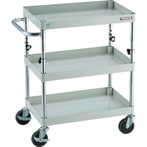 トラスコ中山 TRUSCO ツールワゴン フェニックスワゴン 省音 600X400XH700～950 3段 ホワイト（ご注文単位1台）【直送品】