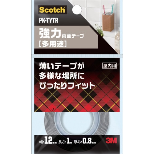 トラスコ中山 3M スコッチ 強力両面テープ 多用途 12mm×1m(ご注文単位1巻)【直送品】