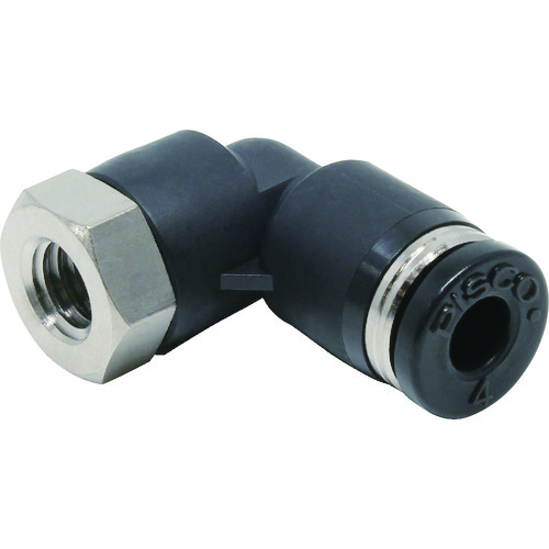 トラスコ中山 ピスコ チューブフィッティング メスエルボチューブ4ネジM6X1(ご注文単位1個)【直送品】