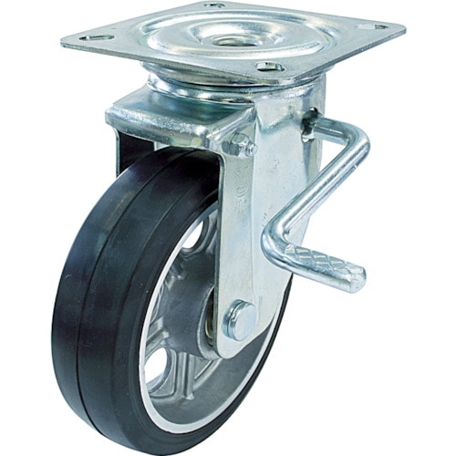 トラスコ中山 ユーエイ 新型プレスキャスター右S付自在車 200径アルミホイルゴム車輪(ご注文単位1個)【直送品】