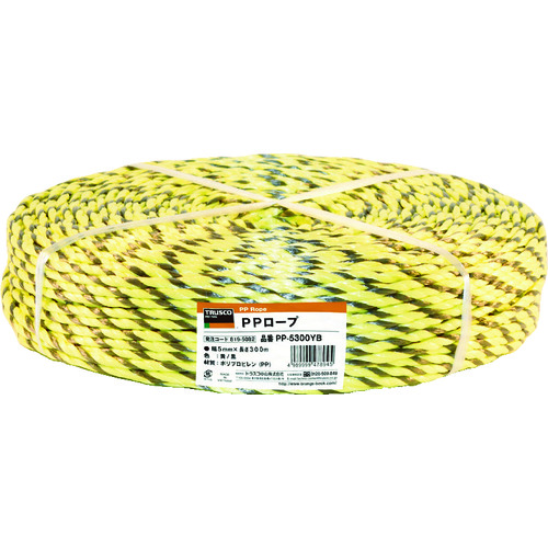トラスコ中山 TRUSCO PPロープ 幅5mmX長さ300m 黄黒(ご注文単位1巻)【直送品】