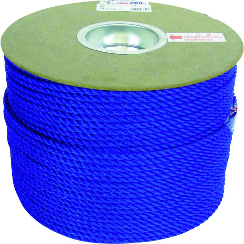 トラスコ中山 ユタカメイク ポリエチレンロープドラム巻 6mm×200m ブルー(ご注文単位1巻)【直送品】