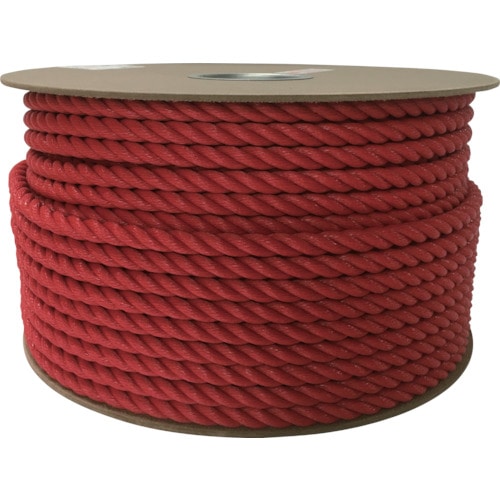 トラスコ中山 ユタカメイク ポリエチレンロープドラム巻 12mm×100m レッド(ご注文単位1巻)【直送品】