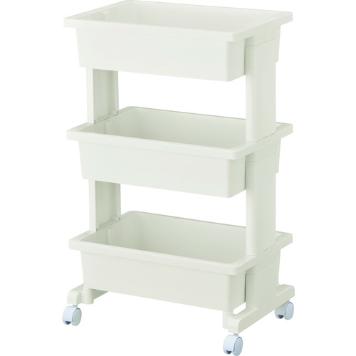 トラスコ中山 TRUSCO 組立式樹脂ワゴン 3段 ホワイト(ご注文単位1台)【直送品】