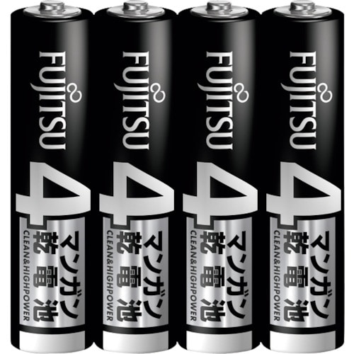 トラスコ中山 富士通 マンガン 黒 単4形 (4本入)(ご注文単位1パック)【直送品】