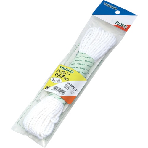 トラスコ中山 TRUSCO パイレンカラーロープ 3つ打 線径3mmX長さ10m 白(ご注文単位1巻)【直送品】