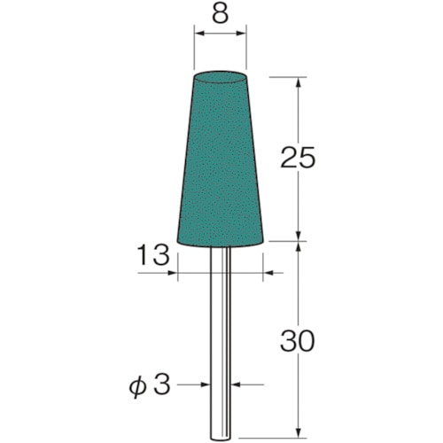 トラスコ中山 リューター 軸付グリーンカーボランダムゴム砥石外径(mm)：8粒度(#)：220（ご注文単位1袋）【直送品】