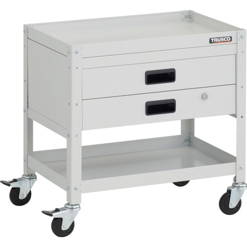 トラスコ中山 TRUSCO ツールワゴン ラビットワゴン 600X400XH600  2段 2段引出  ゴム車輪 ホワイト（ご注文単位1台）【直送品】