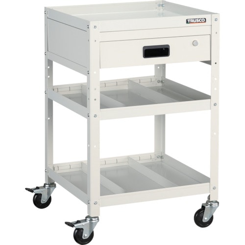 トラスコ中山 TRUSCO ツールワゴン ラビットワゴン 500X500 引出1段 仕切2段付 ホワイト 366-3345(ご注文単位1台)【直送品】