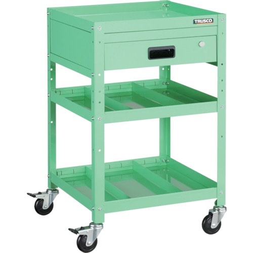 トラスコ中山 TRUSCO ツールワゴン ラビットワゴン 500X500 引出1段 仕切2段付 ヤンググリーン 366-3337(ご注文単位1台)【直送品】