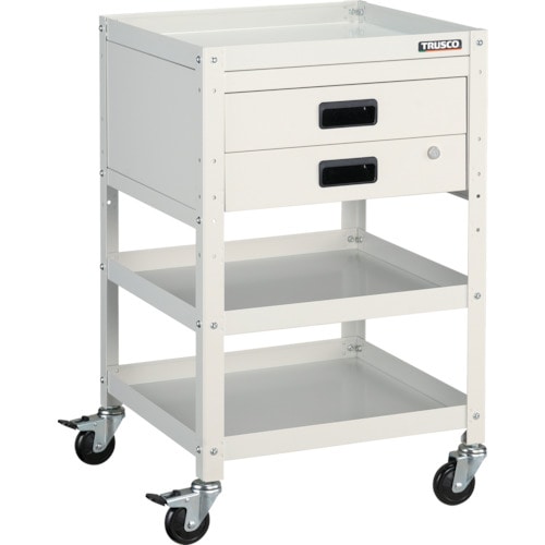 トラスコ中山 TRUSCO ツールワゴン ラビットワゴン 500X500 引出2段付 ホワイト(ご注文単位1台)【直送品】