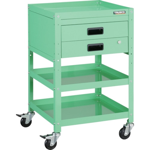 トラスコ中山 TRUSCO ツールワゴン ラビットワゴン 500X500 引出2段付 ヤンググリーン(ご注文単位1台)【直送品】
