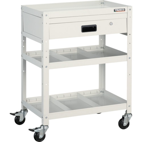 トラスコ中山 TRUSCO ツールワゴン ラビットワゴン 600X400 引出1段 仕切2段付 ホワイト 366-3507(ご注文単位1台)【直送品】