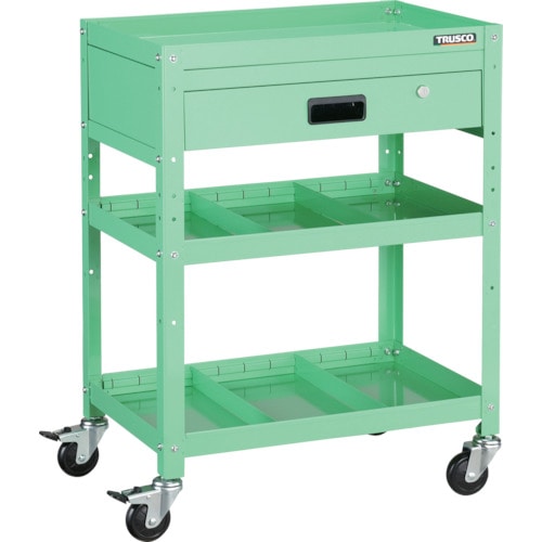 トラスコ中山 TRUSCO ツールワゴン ラビットワゴン 600X400 引出1段 仕切2段付 ヤンググリーン 366-3493(ご注文単位1台)【直送品】