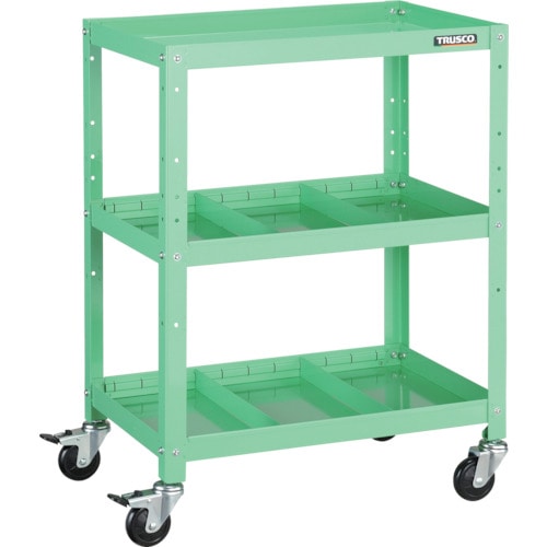 トラスコ中山 TRUSCO ツールワゴン ラビットワゴン 600X400 仕切2段付 ヤンググリーン 366-3485(ご注文単位1台)【直送品】