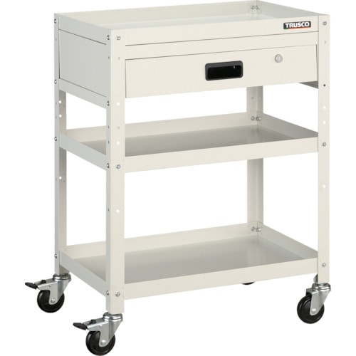 トラスコ中山 TRUSCO ツールワゴン ラビットワゴン 600X400 引出1段付 ホワイト 366-3558(ご注文単位1台)【直送品】