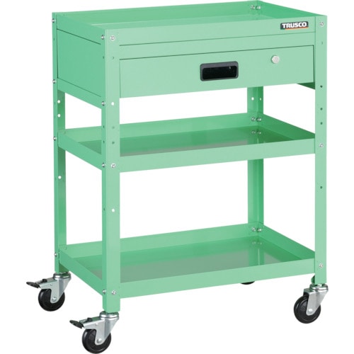 トラスコ中山 TRUSCO ツールワゴン ラビットワゴン 600X400 引出1段付 ヤンググリーン 366-3540(ご注文単位1台)【直送品】