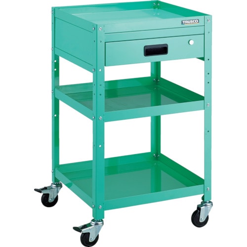 トラスコ中山 TRUSCO ツールワゴン ラビットワゴン 500X500 引出1段付 ゴム車輪 ヤンググリーン 818-3218(ご注文単位1台)【直送品】