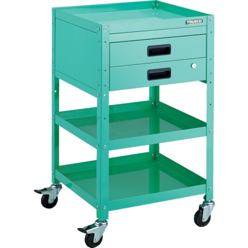 トラスコ中山 TRUSCO ツールワゴン ラビットワゴン 500X500 引出2段付 ゴム車輪 ヤンググリーン 818-3220(ご注文単位1台)【直送品】
