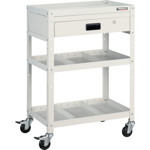 トラスコ中山 TRUSCO ツールワゴン ラビットワゴン 600X400 引出1段 仕切2段付 ホワイト 366-3701(ご注文単位1台)【直送品】