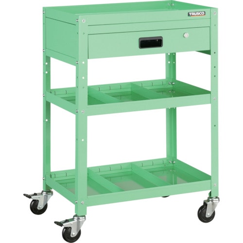 トラスコ中山 TRUSCO ツールワゴン ラビットワゴン 600X400 引出1段 仕切2段付 ヤンググリーン 366-3680(ご注文単位1台)【直送品】