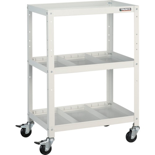 トラスコ中山 TRUSCO ツールワゴン ラビットワゴン 600X400 仕切2段付 ホワイト 366-3710(ご注文単位1台)【直送品】