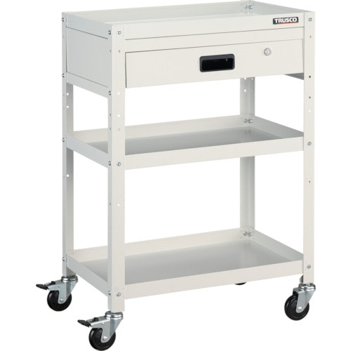 トラスコ中山 TRUSCO ツールワゴン ラビットワゴン 600X400 引出1段付 ホワイト 366-3752(ご注文単位1台)【直送品】