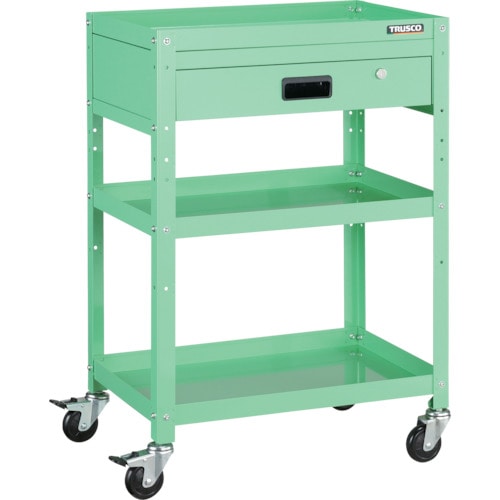 トラスコ中山 TRUSCO ツールワゴン ラビットワゴン 600X400 引出1段付 ヤンググリーン 366-3744(ご注文単位1台)【直送品】