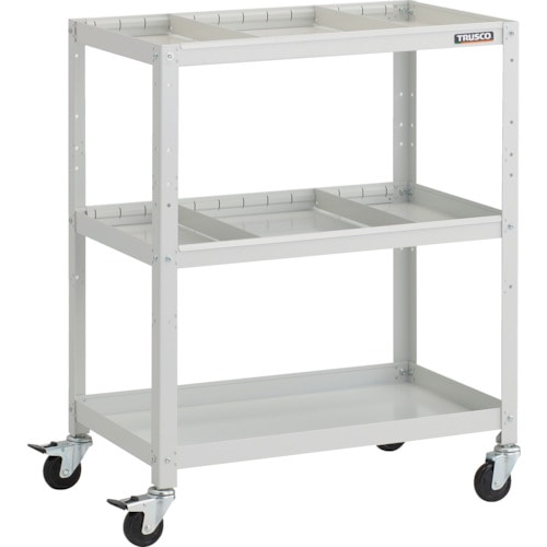 トラスコ中山 TRUSCO ツールワゴン ラビットワゴン 700X450XH880 仕切板2段付 ゴム車輪 ホワイト（ご注文単位1台）【直送品】