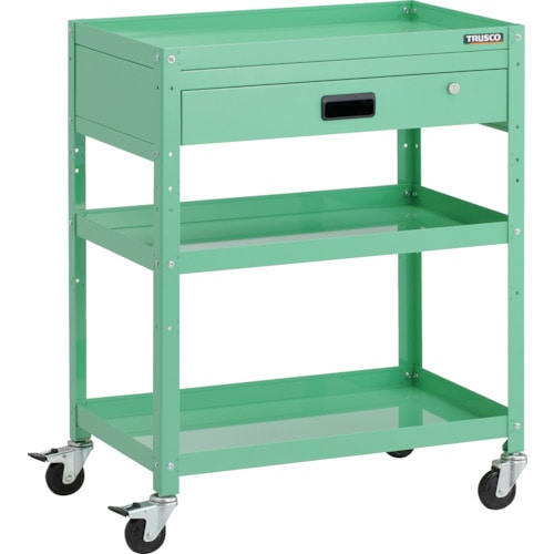 トラスコ中山 TRUSCO ツールワゴン ラビットワゴン 700X450XH880 1段引出付 ゴム車輪 ヤンググリーン（ご注文単位1台）【直送品】