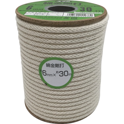 トラスコ中山 ユタカメイク 綿金剛打ロープ ボビン巻 6mm×30m(ご注文単位1巻)【直送品】