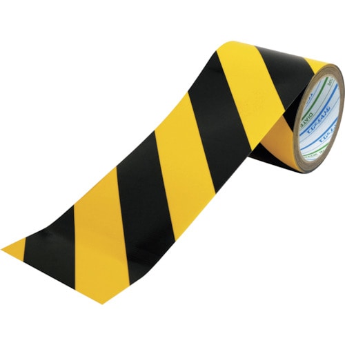 トラスコ中山 パイオラン 再帰反射テープ 100mm×10m イエロー/ブラック(ご注文単位1巻)【直送品】