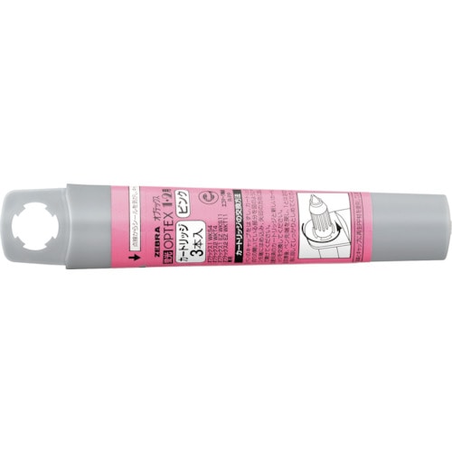 トラスコ中山 ゼブラ 蛍光ペン 蛍光オプテックス1・2用カートリッジ(3本入) ピンク（ご注文単位1本）【直送品】