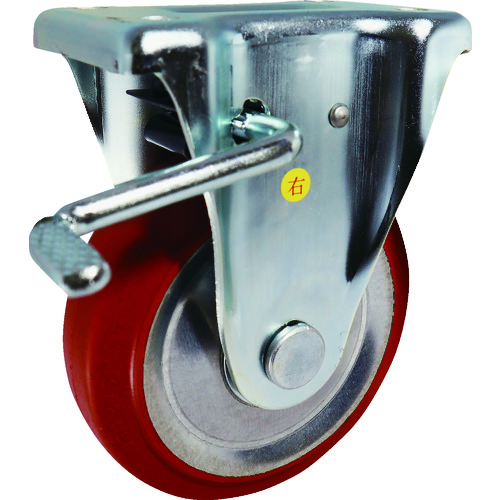 トラスコ中山 ヨドノ プレス製固定金具ブレーキ付赤ゴム車 130φ(ご注文単位1個)【直送品】