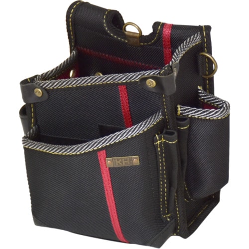 トラスコ中山 KH 進化シリーズ ウエストバッグ2段ポケット(小) 黒/緋 右腰用(ご注文単位1個)【直送品】